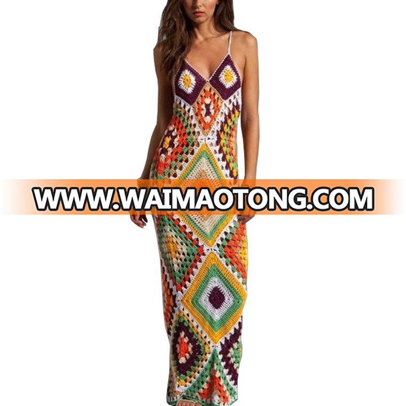 Novelty Long Beach Wear Woman Crochet Maxi Dress