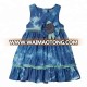 Custom Infant & Toddler Denim Blue Kids Tie Dye Dress 100% Cotton Kids Ruffle Dress Wholesale