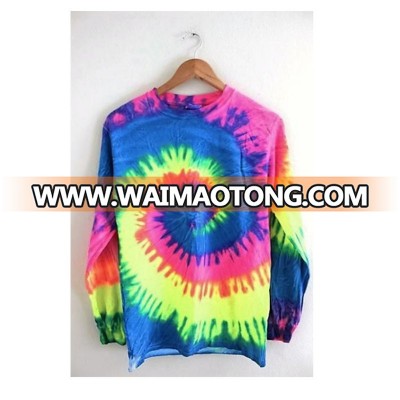 Wholesale Neon Rainbow Tie-Dye Long Sleeve Unisex Tee