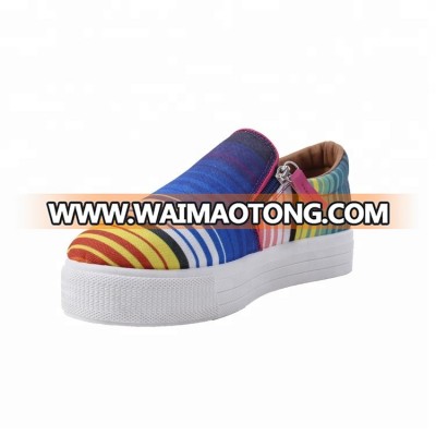 Women Canvas Platform Rainbow Slip-On  Leopard Sneakers