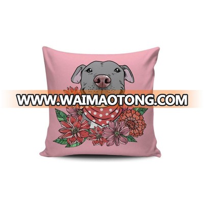 Wholesale Hot Illustrated Grey Pit Bull Pillow Cover