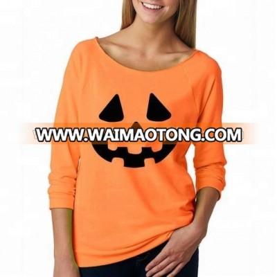 Wholesale Long Sleeve Women T-Shirts Halloween Costume Pumpkin Printed Casual Sweatshirt