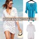 summer women's loose bikini coverup lace beach dress boho hollow shirt NEW