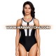 2019 New Design Fashion One Piece High Cut Backless Sexy Mature Women Swimsuit