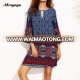 Plus size woman clothing fashion dress,Cut-out V-nekc front and back, A line printed rayon casual dresses SY180903